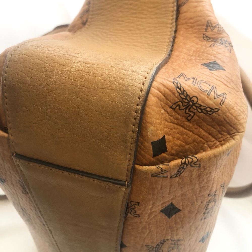 MCM Tan Leather Drawstring Bag with some Leather Wear - Picture 9 of 14